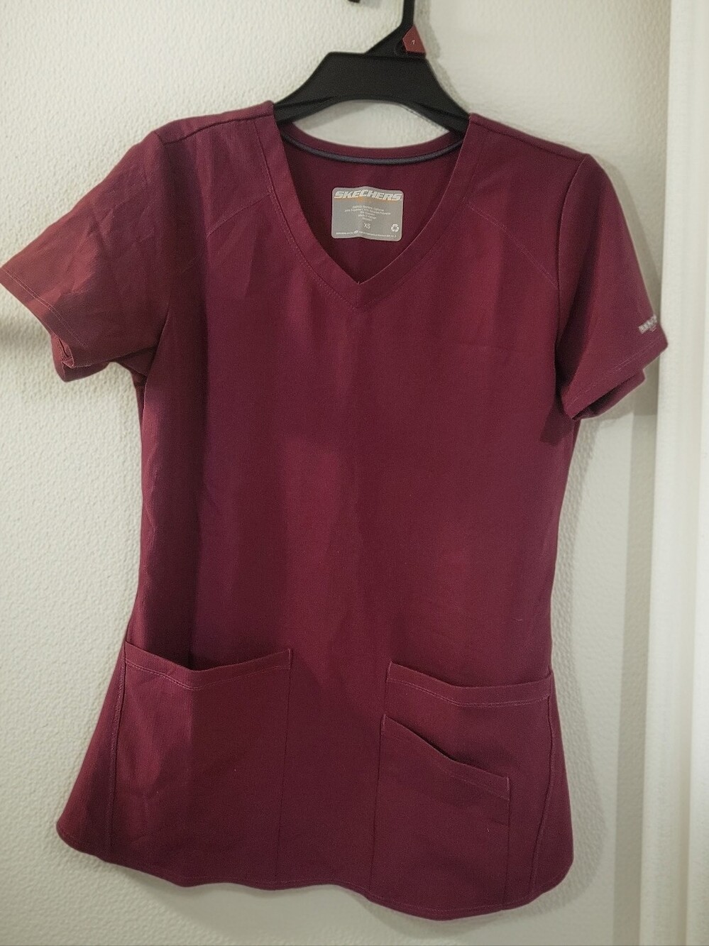 Skechers by Barco Scrub Top-Burgundy/Wine - Size XS (RN50681)